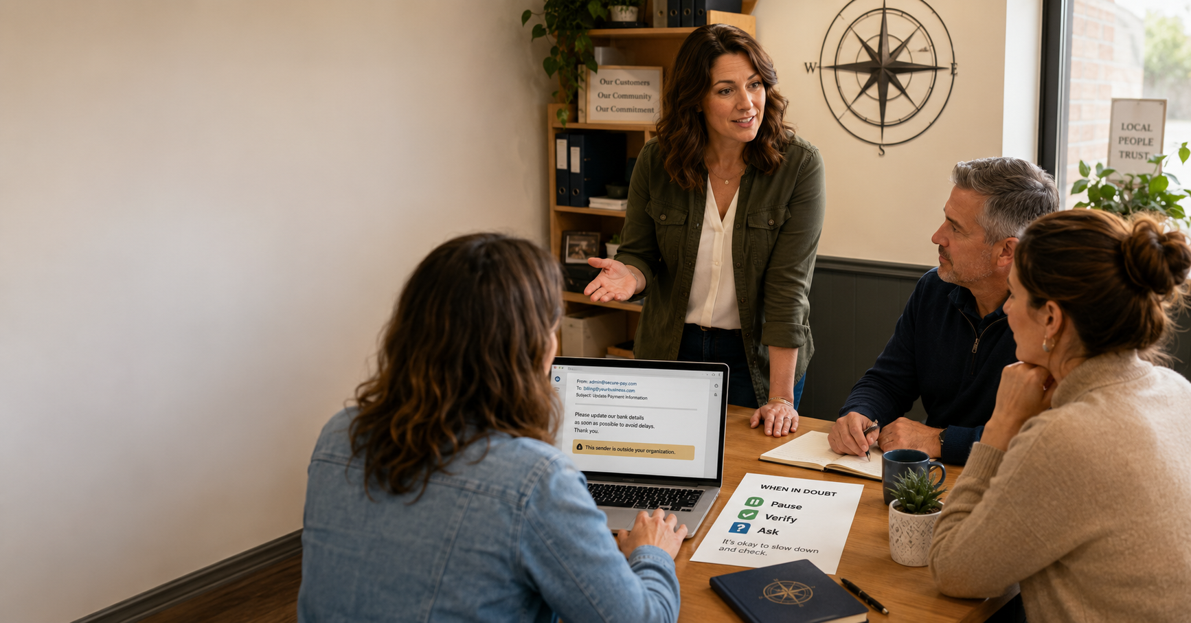 Business owner training her team